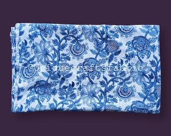 Indian Cotton Fabric: Floral Print Voile, Hand Block Printed By The Yard