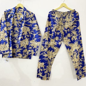 Handmade Cotton Pajama Set: Floral Print Night Dress