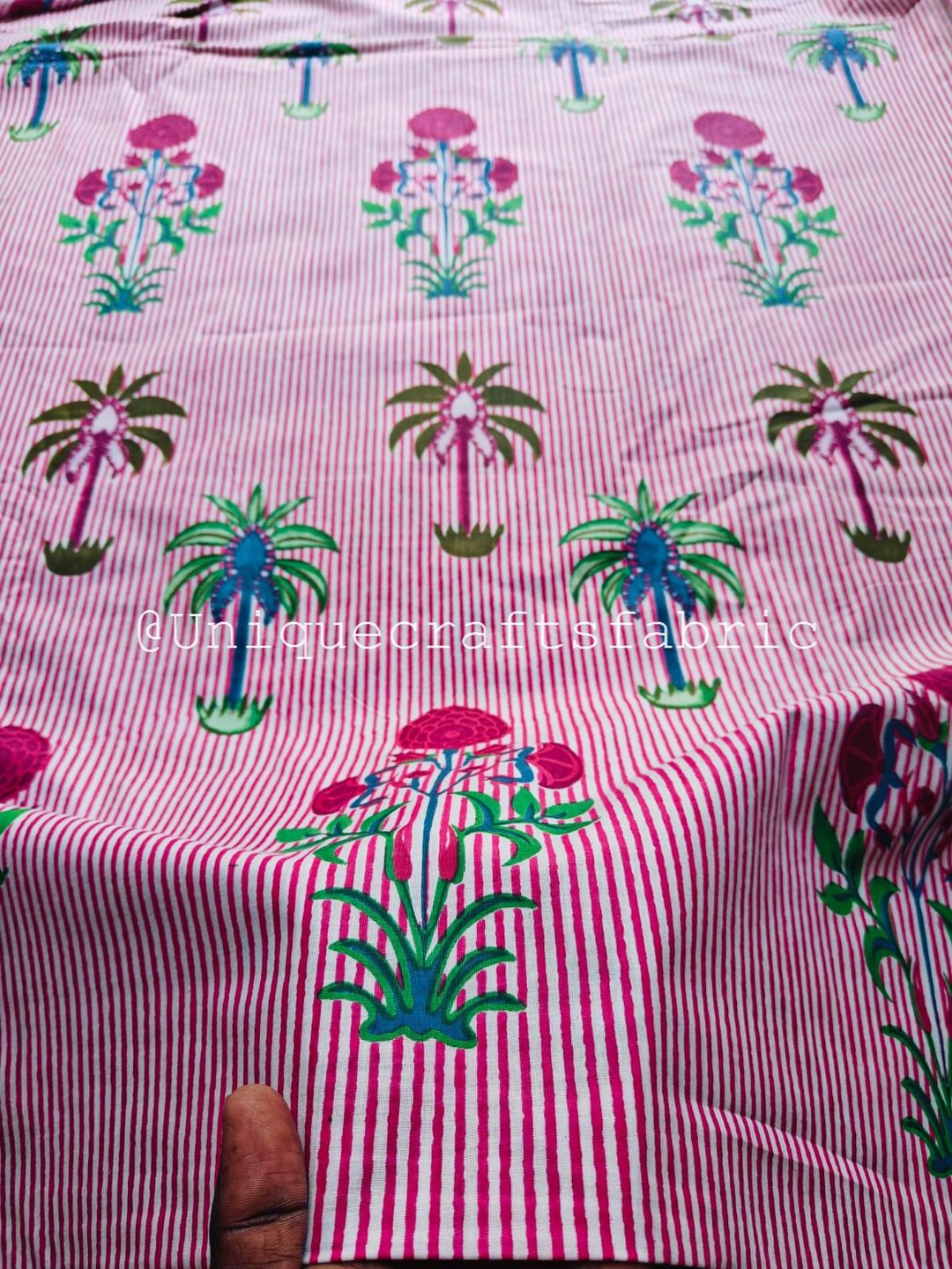 Indian Cotton Fabric: Palm Tree Boota Print, Soft Cotton by the Yard - Etsy