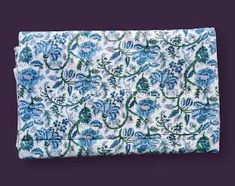 Floral Cotton Fabric By The Yard: Hand Block Printed Voile