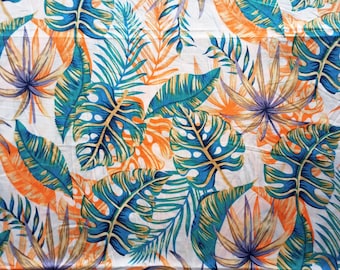 Leaf Print Cotton Fabric, Block Print Indian Sewing Fabric