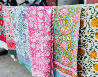 Wholesale Lot of Hand Block Print Cotton Scarfs, Beach Sarongs Soft Voile Fabric Summer Pareo Lot, Bikini Wrap Up, Gift for Her