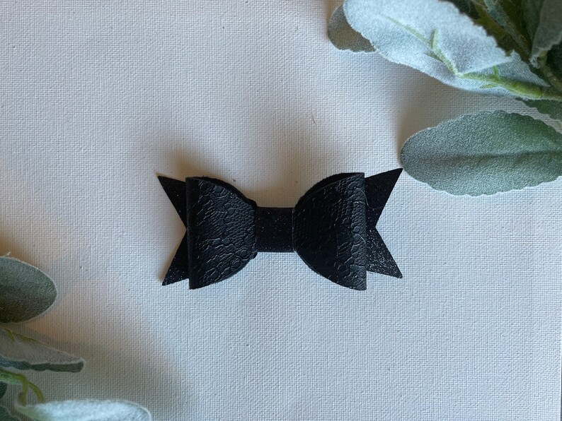 Toddler Bows Maroon Gray Lace and Sparkle Faux Leather Black