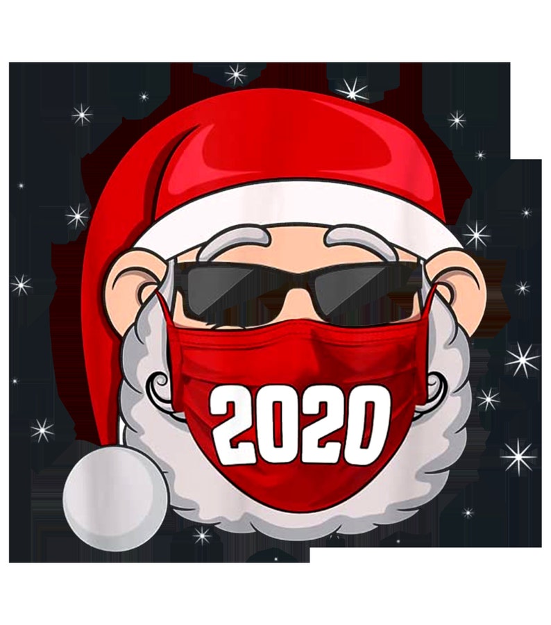 Santa With Face Mask Christmas 2020 Family Pajamas Xmas Gift image 0