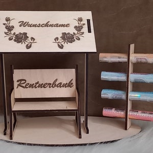 Rentnerbank aus Holz/Geldgeschenk/ Rentnerbank