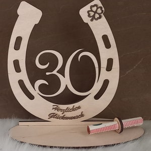 Wooden horseshoe, cash gift, 30th birthday