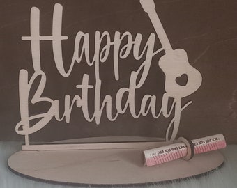 Geldgeschenk / Gitarre / Happy Birthday aus Holz