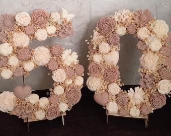 Zahlen aus Blumen,  Blumen aus Rapswachs, HOCHZEIT, GEBURT, TAUFE, Geburtstag, einzigartig, Unikate, ca. 30,0 cm Hoch