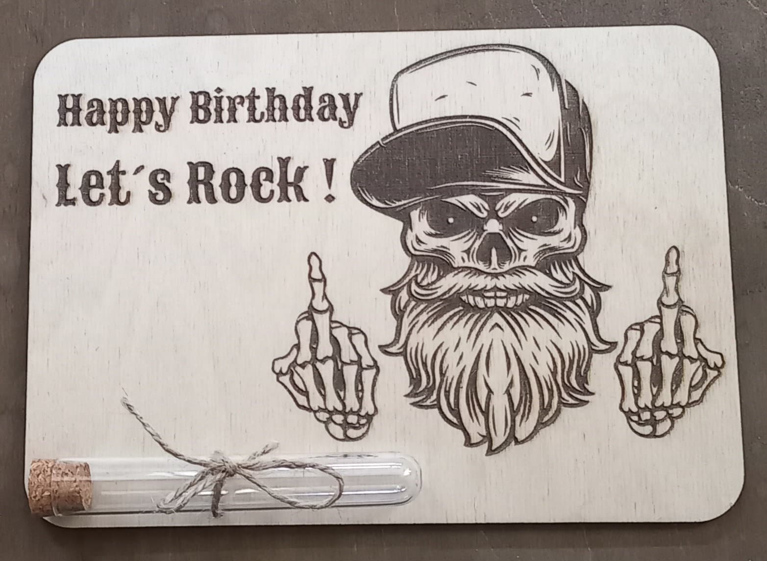 Holzschild Geburtstagskarte Im Oldschool-Look – DIN 17x11,5cm, Inkl. Umschlag, Made In Germany