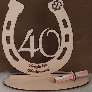 Wooden horseshoe, cash gift, 40th birthday