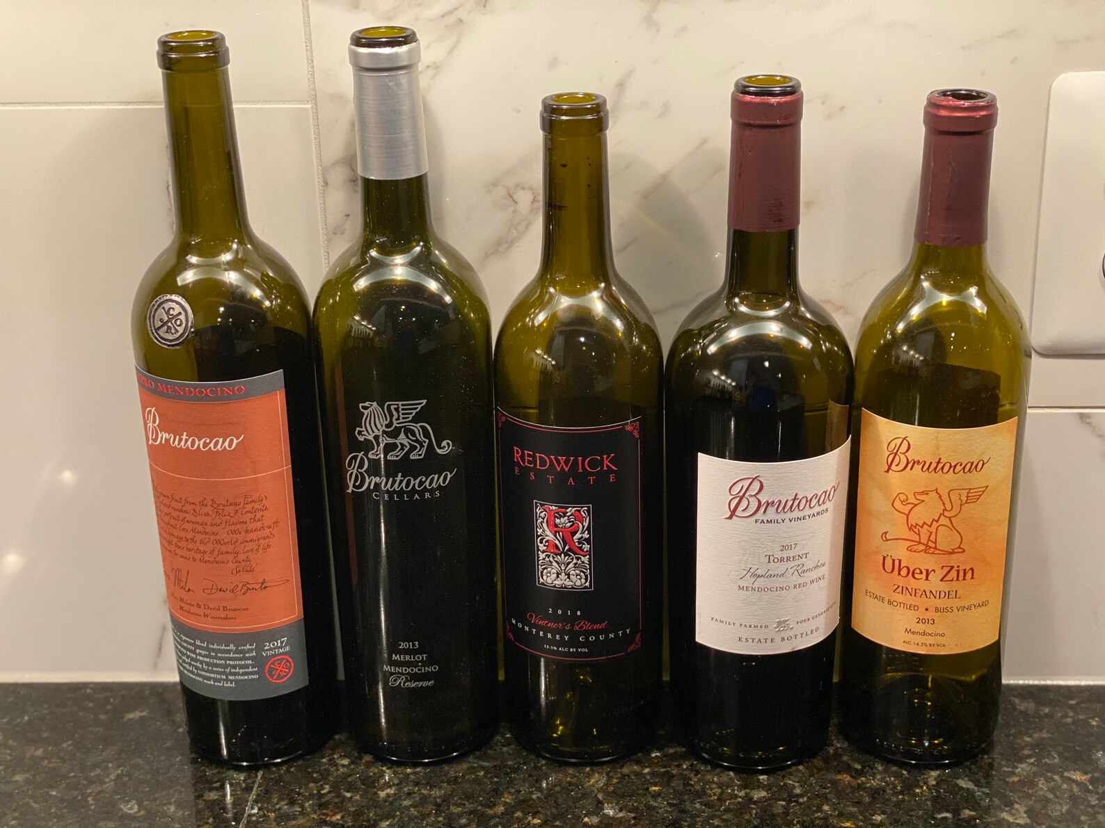 Assorted Empty Brown Wine Bottles 750 Ml Bar Man Cave Craft Supplies