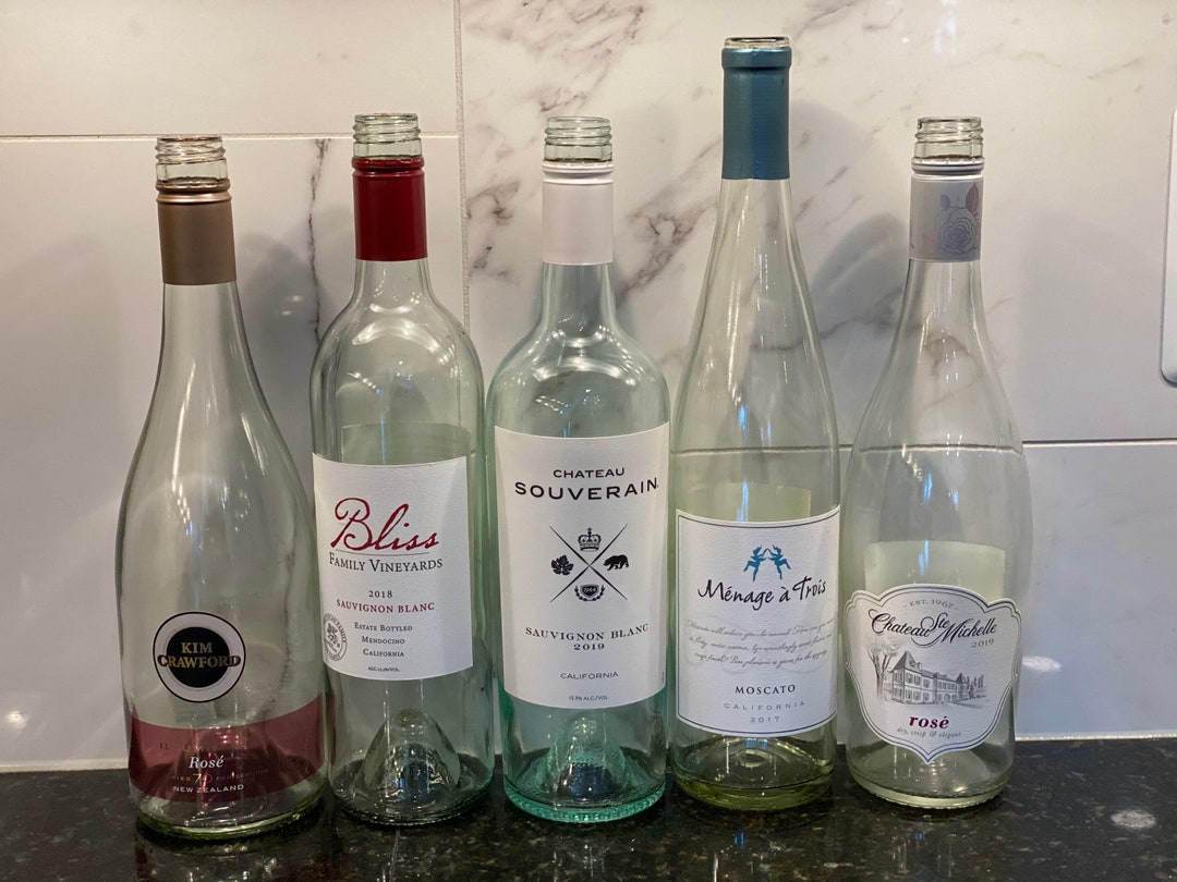 Assorted Empty Clear Wine Bottles 750 Ml Bar Man Cave Craft Supplies