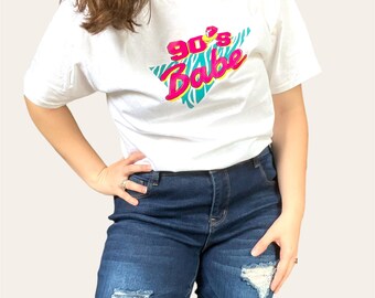 Vintage 90s Babe Womens tshirt, Cute Retro 90s Shirt for Women, Colorful Fun Womens 90s Shirt, 90s Fun Party Clothing for Women