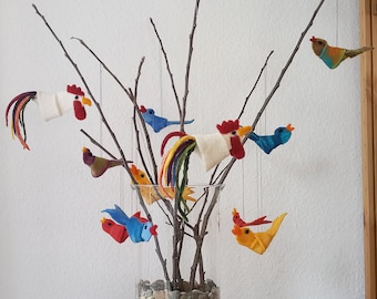 Felt Bird Pendant – Handmade Colorful Decorative Pendants Made of Wool | Spring & Easter Decorations