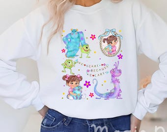Retro Coquette bow Monster Inc. Disney Shirt, Sully Mike Boo Monster University shirt, WDW Disneyland Girls Trip, Disney kids shirt