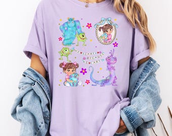 Retro Coquette bow Monster Inc. Disney Shirt, Sully Mike Boo Monster University shirt, WDW Disneyland Girls Trip, Disney kids shirt