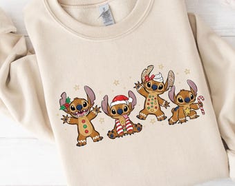 Disney Stitch Christmas Sweatshirt, Stitch Gingerbread Christmas Gift T-Shirt, Christmas Cookie Shirt, Family Disneyland Vacation Tee