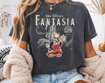 Sorcerer Mickey Shirt, Comfort Colors Fantasia Tee, Disney Fantasmic Shirt, Retro Disneyland Trip Vacation Tee