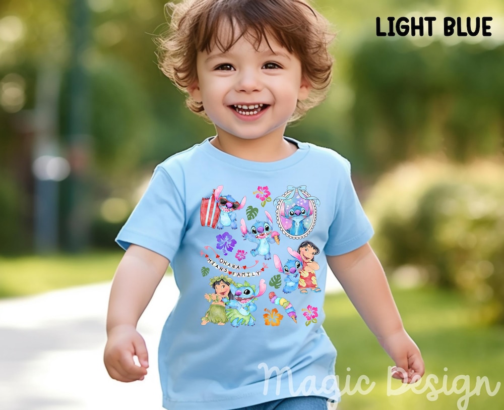 Disney Stitch Watercolor Shirt, Lilo And Stitch Family T-Shirt, Disney Birthday Trip Sweatshirt, Disneyland Lilo Angel Birthday Girl Tee Alldaytee