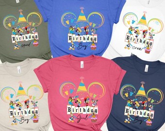Camiseta personalizada de cumpleaños de Disney para niña, camiseta de Mickey y Minnie, camisetas de cumpleaños de Disney para niño, camiseta de vacaciones familiares de cumpleaños de Disney, cumpleaños en Disneyland