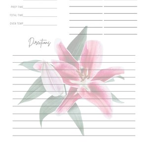 Cartes de recettes florales, Téléchargement numérique, Pack de 3, pkg15