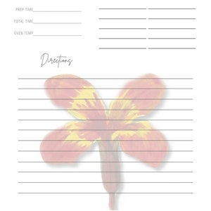 Cartes de recettes florales, Imprimable, téléchargement numérique, 3pack, pkg17