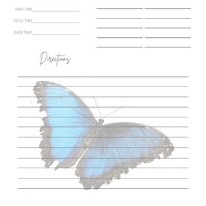 Cartes de recettes papillon, imprimables, téléchargement numérique, pack de 3, pkg7