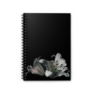 Black and Grey Notebook, Floral Journal