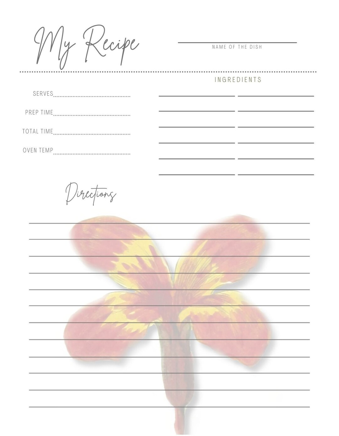 Floral Recipe Cards, Printable, Digital Download, 3pack, Pkg17 - Etsy