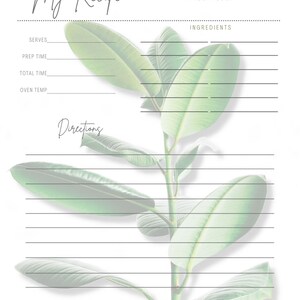 Cartes de recettes florales, 3 packs de téléchargement numérique, Imprimable, pkg16