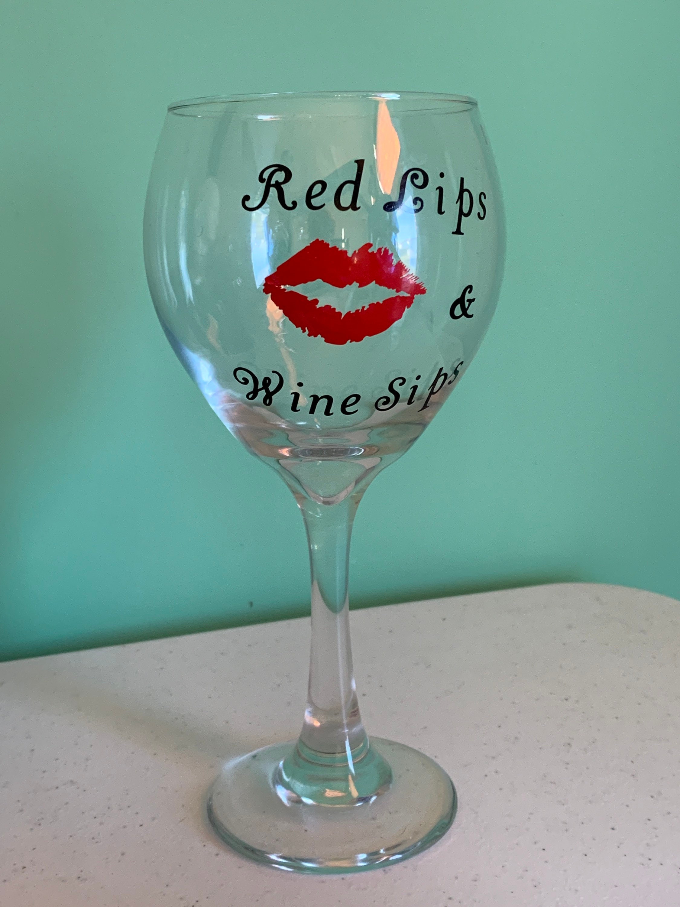 Red Lips & Wine Sips Wine Glass Etsy