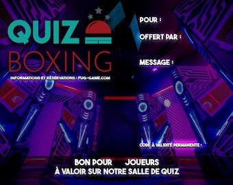 Bon Cadeau Dématérialisé (à recevoir par MAIL) QUIZ BOXING - Session Complète