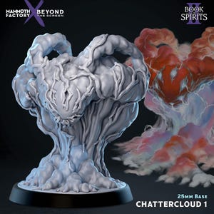 May include: A gray, unpainted resin miniature of a creature resembling a swirling cloud with textured, root-like formations, mounted on a circular black 25mm base. The figure features a central mass with branching, vein-like details throughout.