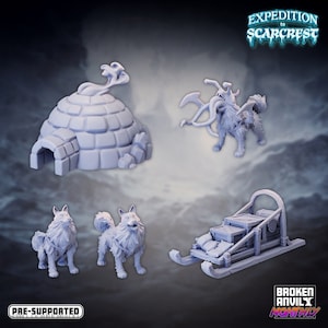 Dog Sled Terrain Miniature - D&D 5e - Dungeons and Dragons - Pathfinder - Fantasy Tabletop