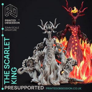 Scarlet King Miniature - Large Fiend - Printed Obsession - D&D 5e - Dungeons and Dragons - Pathfinder - Fantasy RPG Tabletop Games