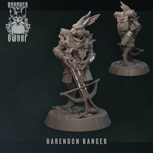 Harengon / Rabbitfolk Ranger Miniature - Drunken Dwarf - D&D 5e - Dungeons and Dragons - Pathfinder - Fantasy Tabletop
