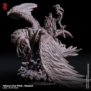 Vulture Coven Witch Miniature- The Untamed Frontier- Flesh of Gods- D&D 5e- Dungeons and Dragons- Pathfinder- Fantasy RPG Tabletop