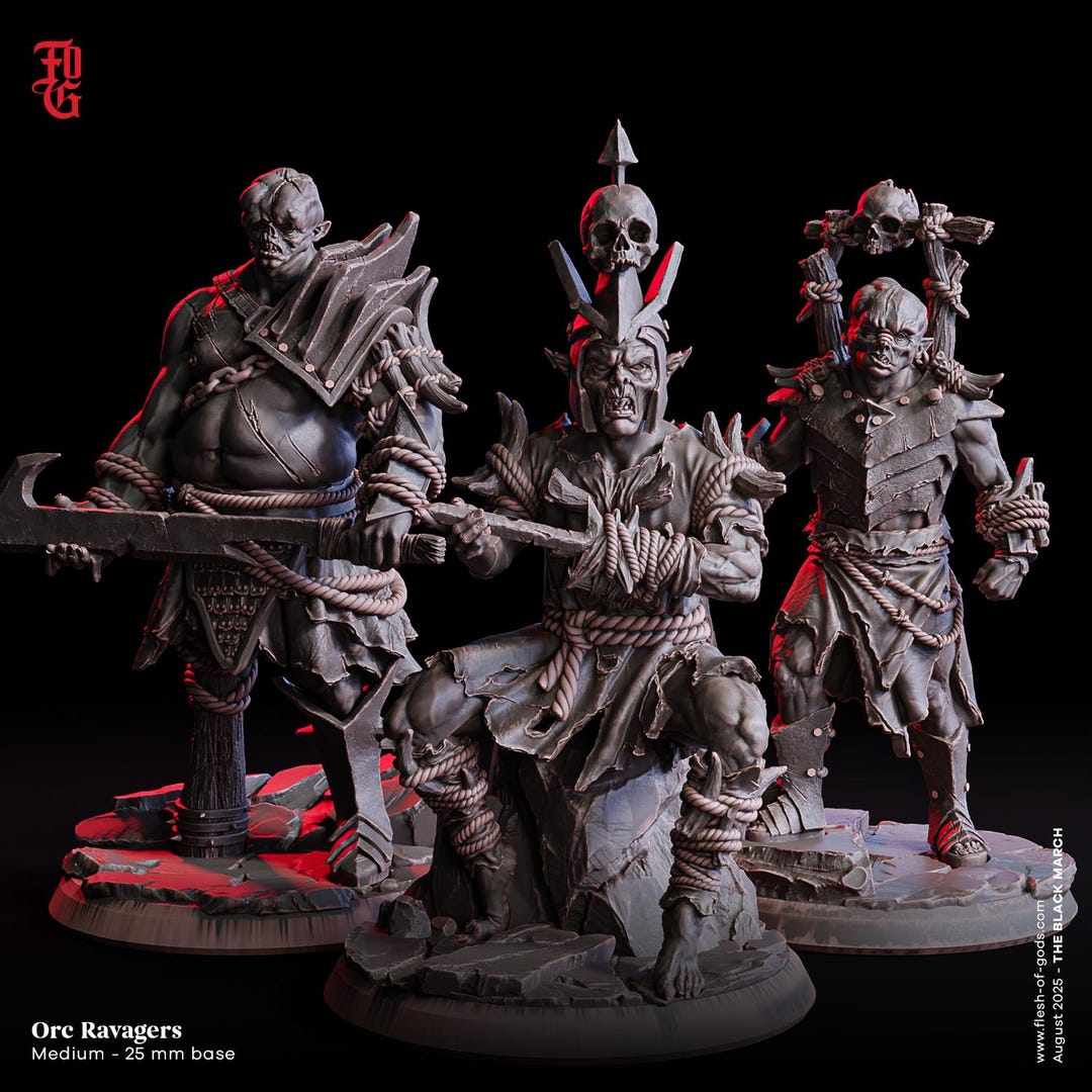 Pathfinder Ravager Orc Ravager Fighter Miniatures- Black March- Flesh of Gods- D&D 5e ...