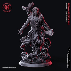 Raven Mage Miniature - Arch Mage -  Cursed Words - Flesh of Gods - D&D 5e - Dungeons and Dragons - Pathfinder - Fantasy RPG Tabletop Games