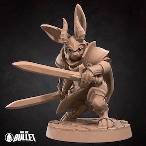 Harengon/Rabbitfolk Fighter Miniature- Herengons- Bite the Bullet - D&D 5e - Dungeons and Dragons - Pathfinder - Fantasy RPG Tabletop Games