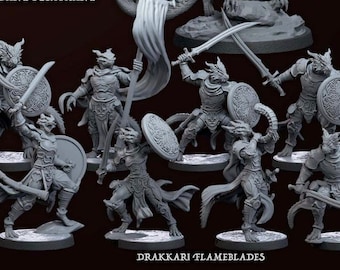 Drakkari Flameblade - Solaris Drakkarum - Dragonborn Miniature - Mammoth Factory - D&D 5e - Dungeons and Dragons - Juegos de rol de fantasía de mesa