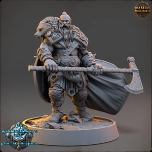 Bjorn el Conquistador- Miniatura de luchador humano- Sombras de invierno- Amanecer- D&D 5e- Mazmorras y dragones- Juegos de mesa RPG de fantasía- Pathfinder
