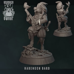 Harengon / Rabbitfolk Bard Miniature - Drunken Dwarf- D&D 5e - Dungeons and Dragons - Pathfinder - Fantasy Tabletop
