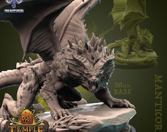 Manticore Miniature - Large Monstrosity - Temple of Time - Mammoth Factory - D&D 5e - Dungeons and Dragons - Pathfinder - Fantasy Tabletop