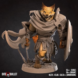 Fox Folk Warrior Miniature - Bite the Bullet -  D&D 5e - Dungeons and Dragons - Pathfinder - Fantasy RPG Tabletop Games
