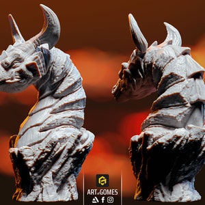 Dragon Bust with Rock Base - Fantasy Miniature - D&D - Dungeons and Dragons - Pathfinder