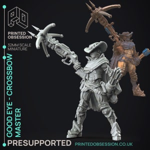 Cross Bow Hunter Miniature - Good Eye - Printed Obsession - D&D 5e - Dungeons and Dragons - Tabletop - Fantasy RPG - Games - Pathfinder