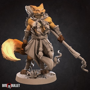 Fox Folk Monk Miniature - 2 Versions - Bite the Bullet -  D&D 5e - Dungeons and Dragons - Pathfinder - Fantasy RPG Tabletop Games