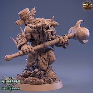 Christo Hellborn - Minotaur Large Monstrosity Miniature -  Minotaurs of Fell Falls - Daybreak  - D&D 5e - Dungeons and Dragons - Fantasy
