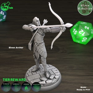 Elven Archer Miniature - 2 Styles - Elven Rebellion - TPK Labs - D&D 5e - Dungeons and Dragons - Fantasy RPG Tabletop Games - Pathfinder